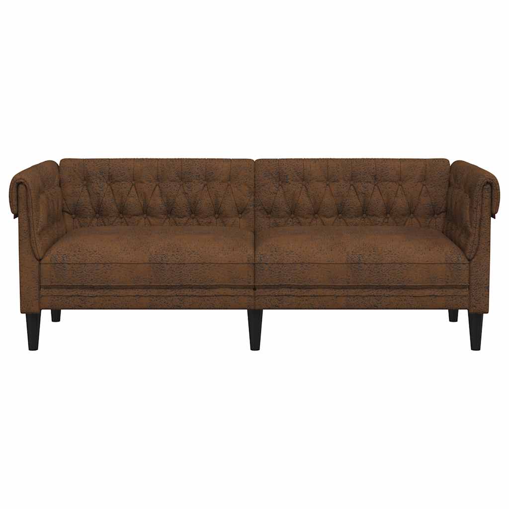Trosjed Chesterfield smeđi od tkanine