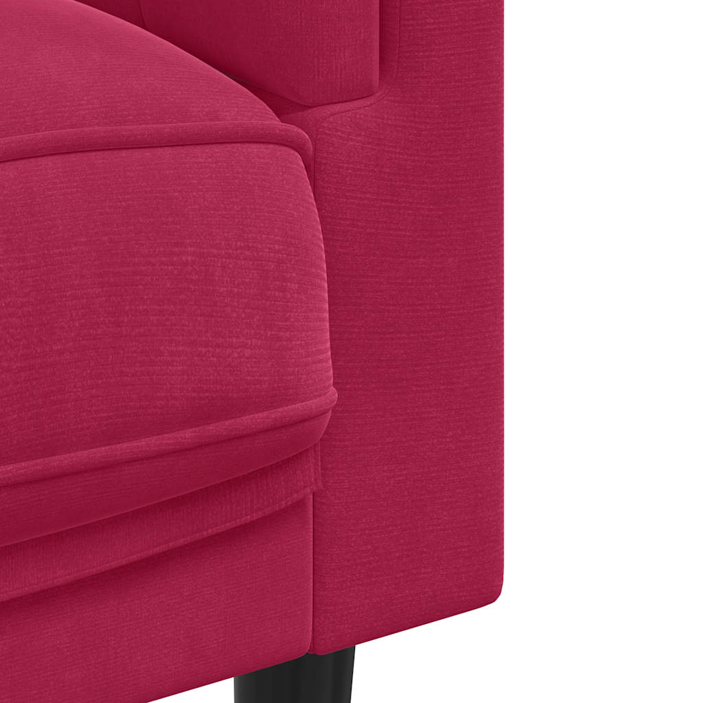 Dvosjed s jastucima crvena boja vina baršunasta