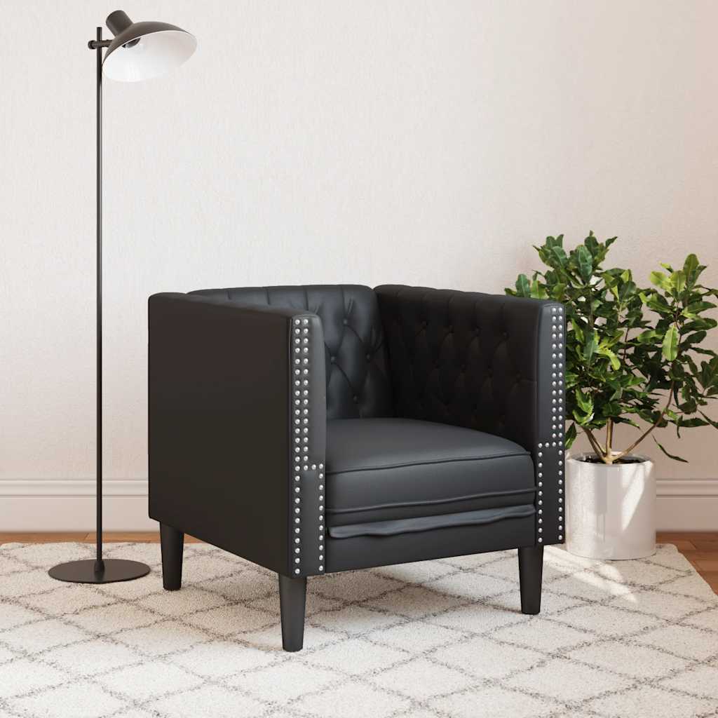 Chesterfield kauč fotelja crna umjetna koža