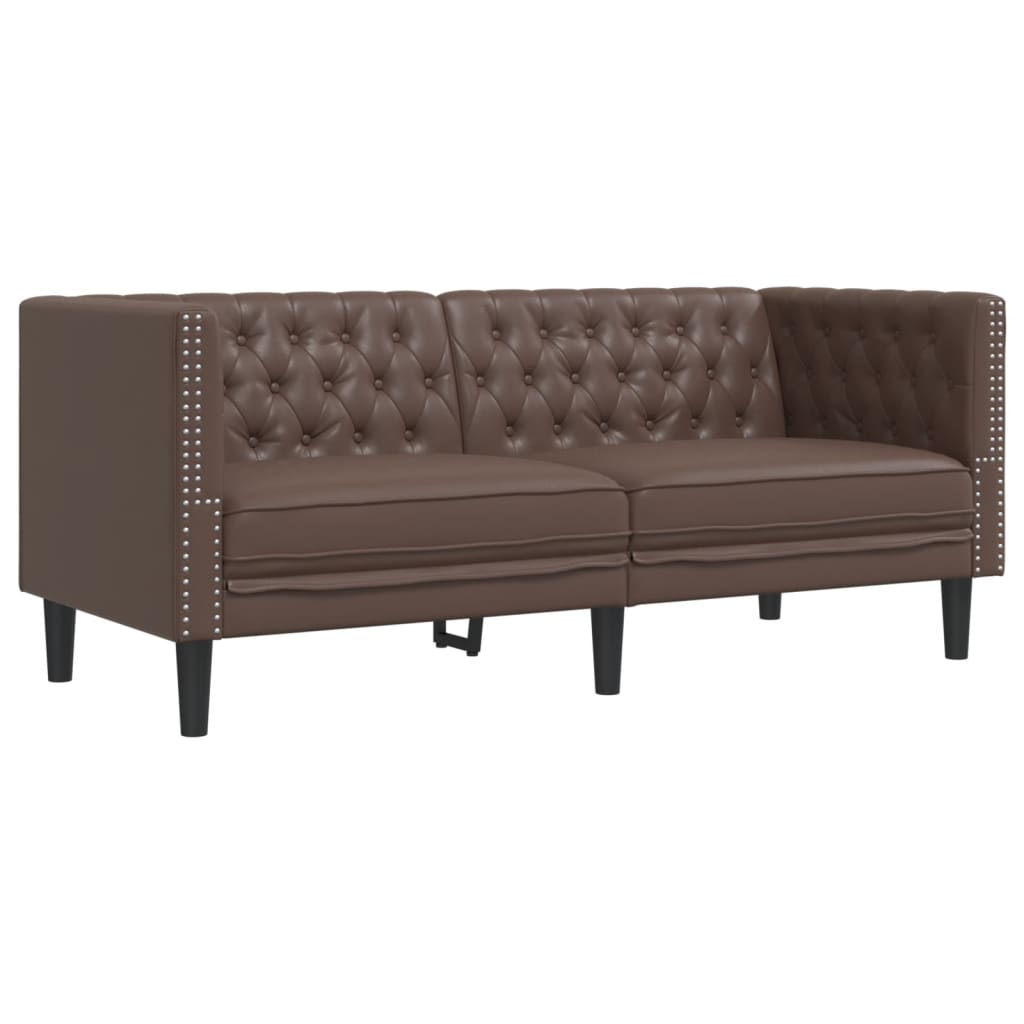 Fotelja Chesterfield 2-sjed smeđa umjetna koža