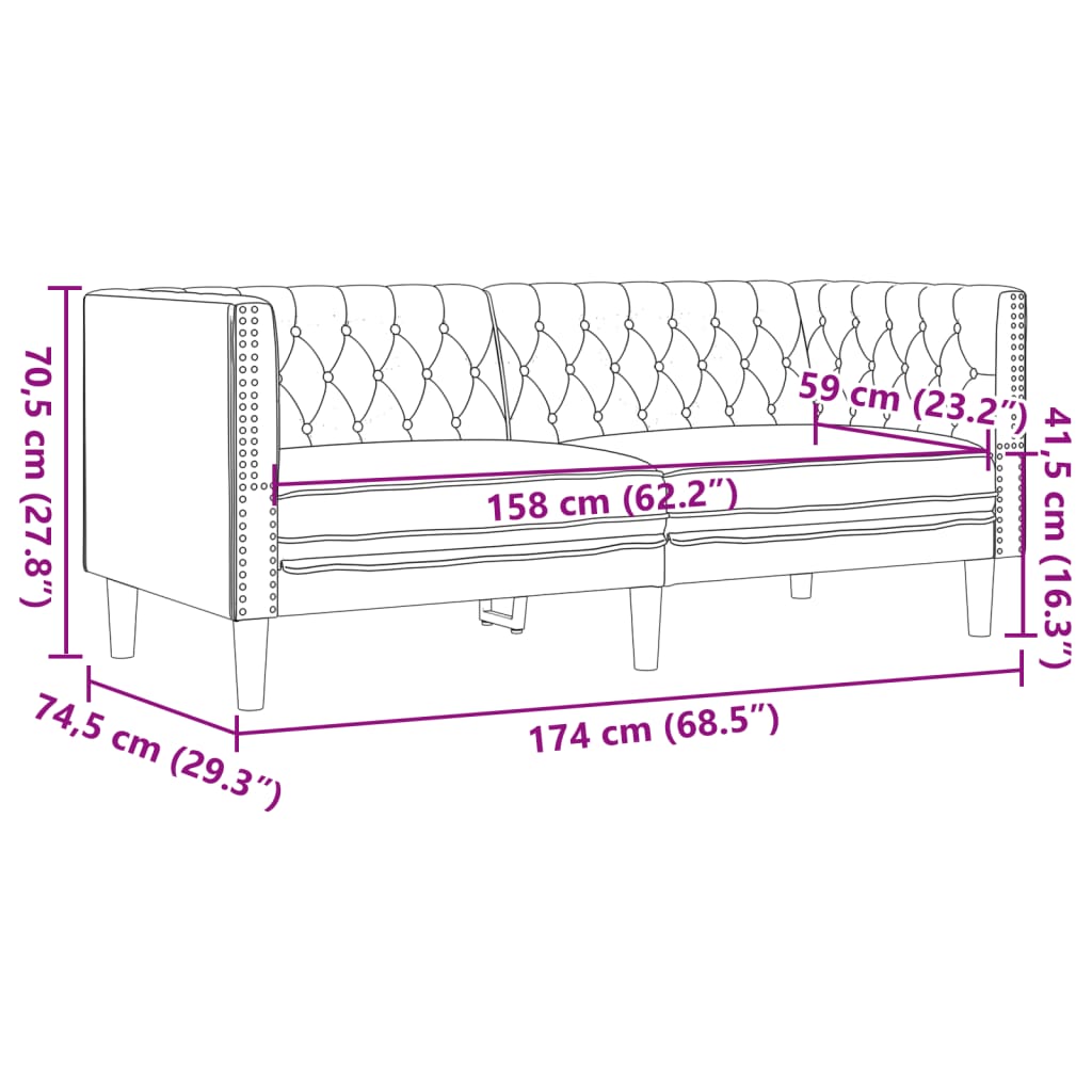 Fotelja Chesterfield 2-sjed smeđa umjetna koža