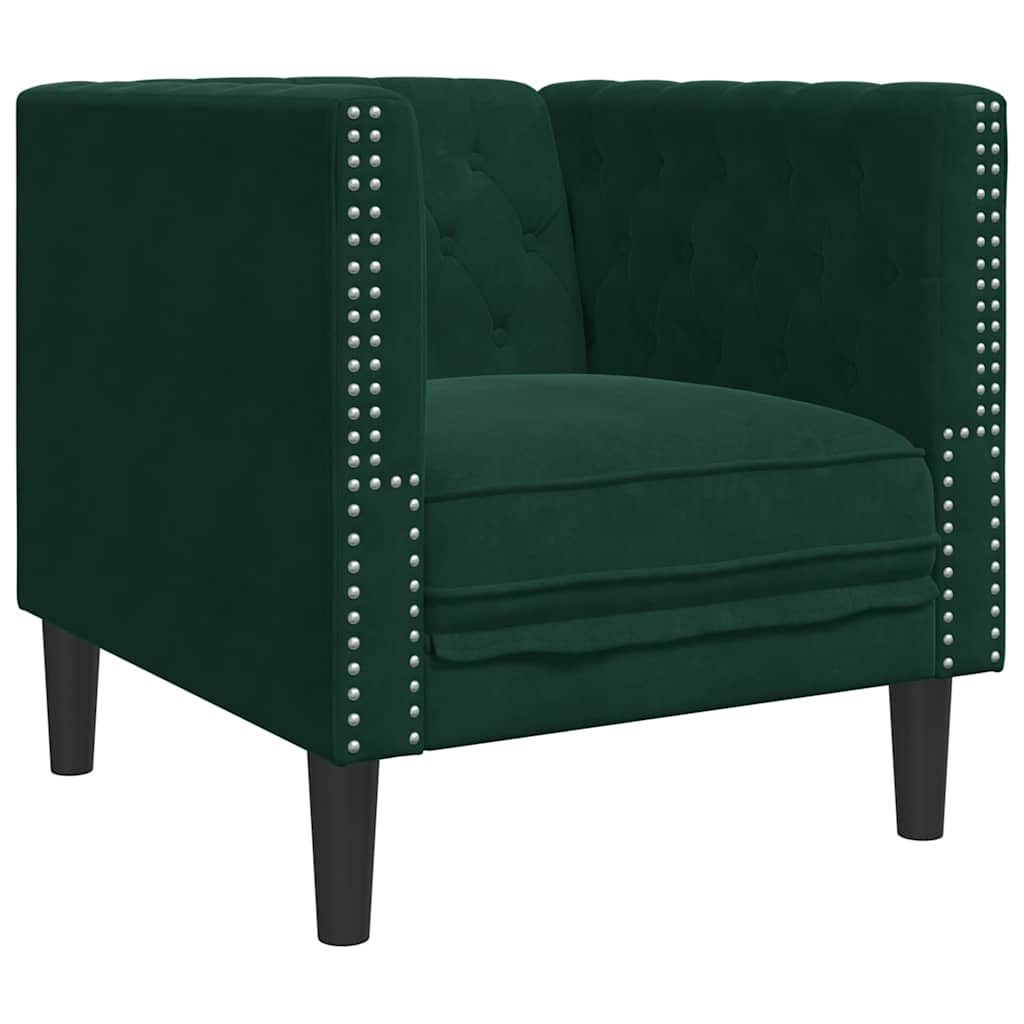 Chesterfield kauč fotelja tamnozeleni baršun