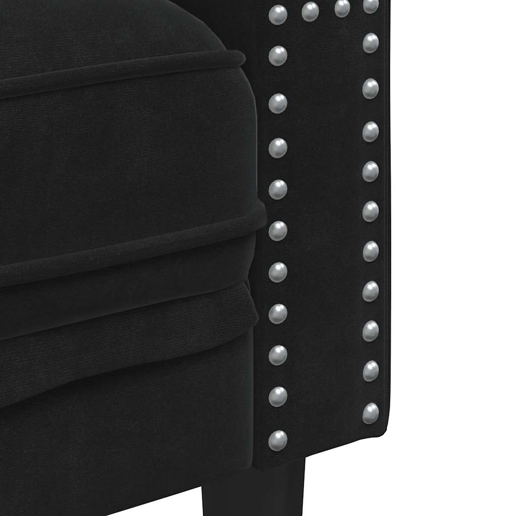 Fotelja Chesterfield crna baršunasta
