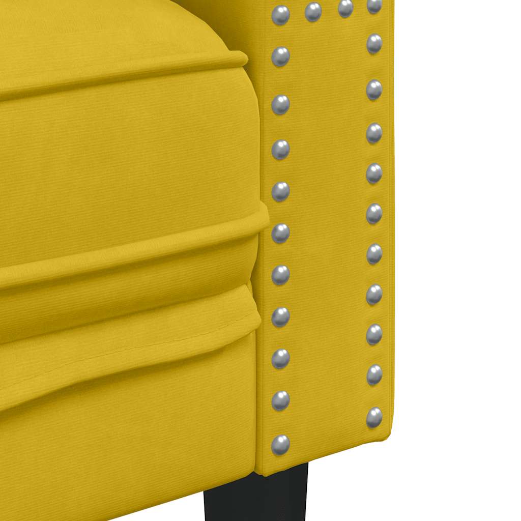 Chesterfield sofa fotelja žuti baršun