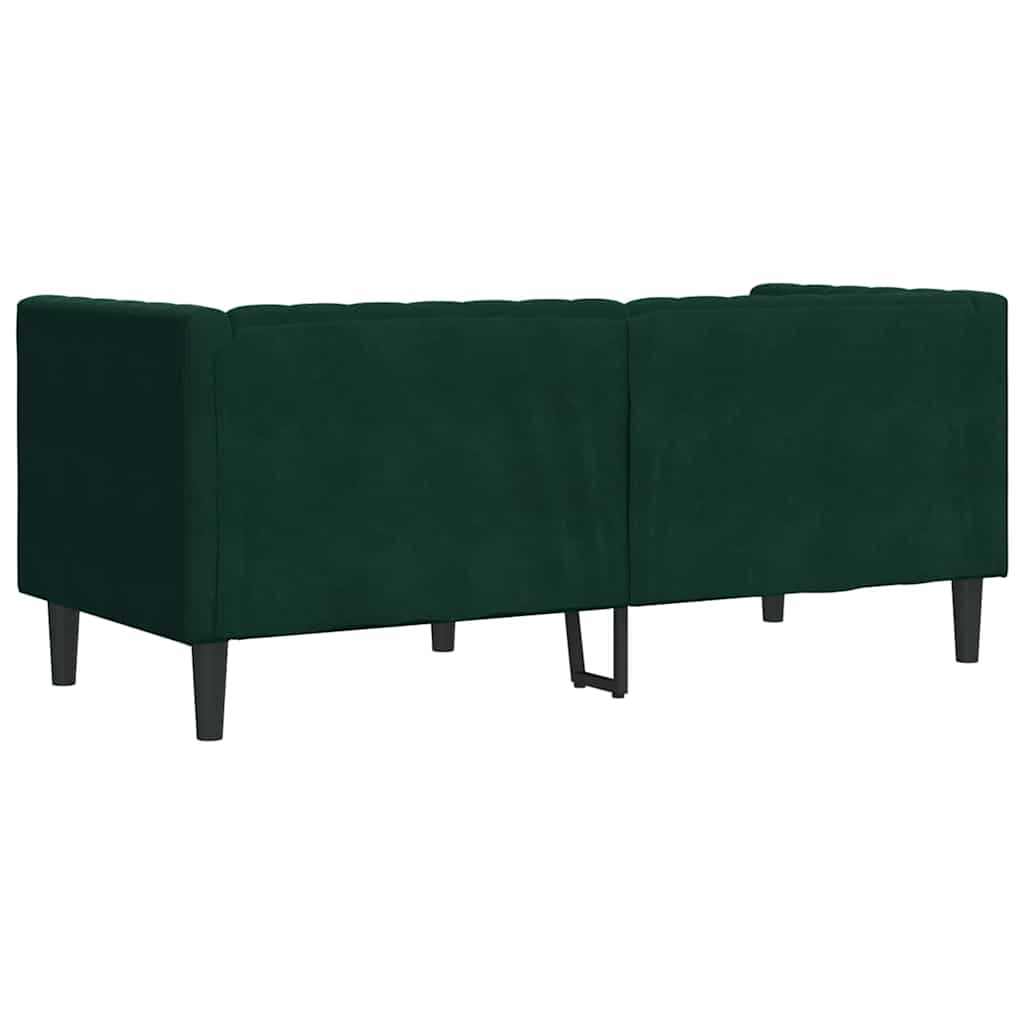 Dvosjed Chesterfield s jastučićima tamnozeleni baršunasti