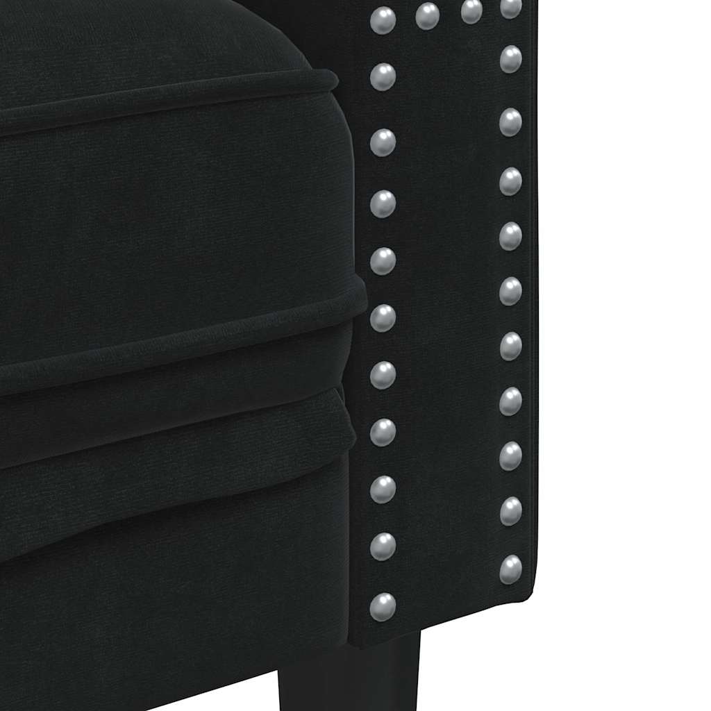 Dvosjed Chesterfield s jastučićima crni baršunasti
