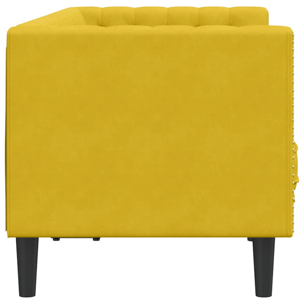 Chesterfield sofa s jastucima za 2 osobe, žuti baršun
