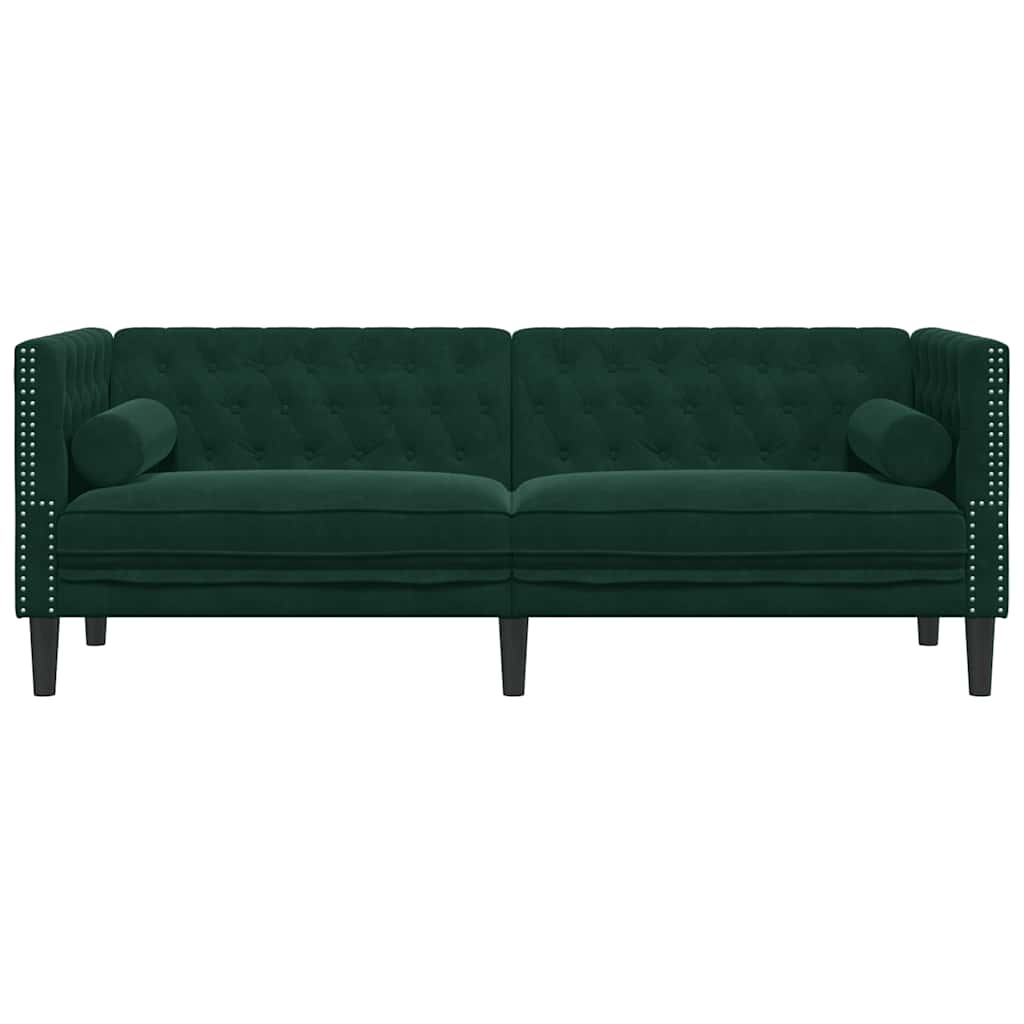 Trosjed Chesterfield s jastučićima tamnozeleni baršunasti