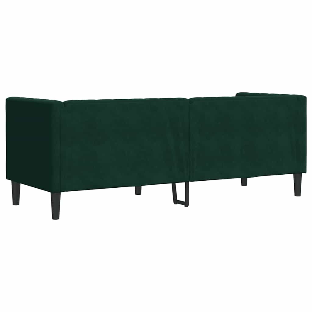 Trosjed Chesterfield s jastučićima tamnozeleni baršunasti
