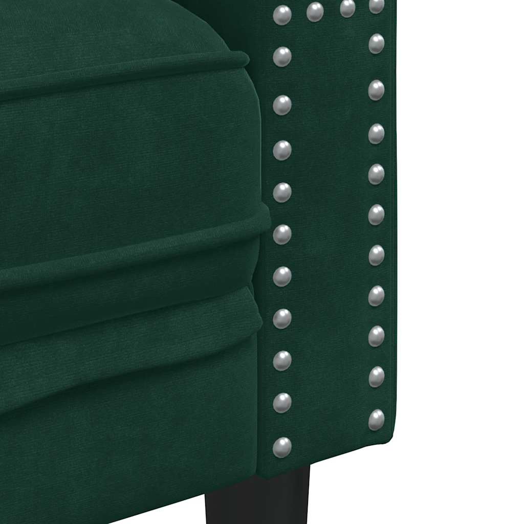 Trosjed Chesterfield s jastučićima tamnozeleni baršunasti