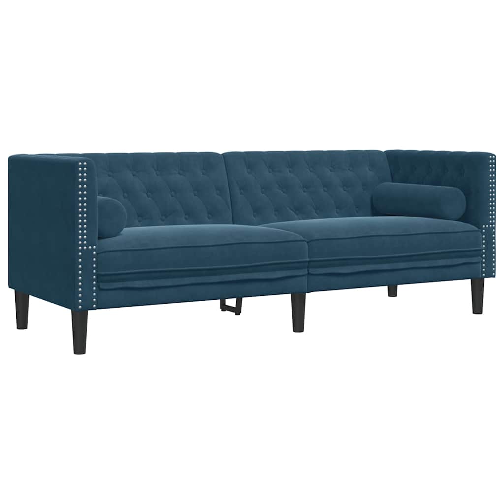 Trosjed Chesterfield s jastučićima plavi baršunasti