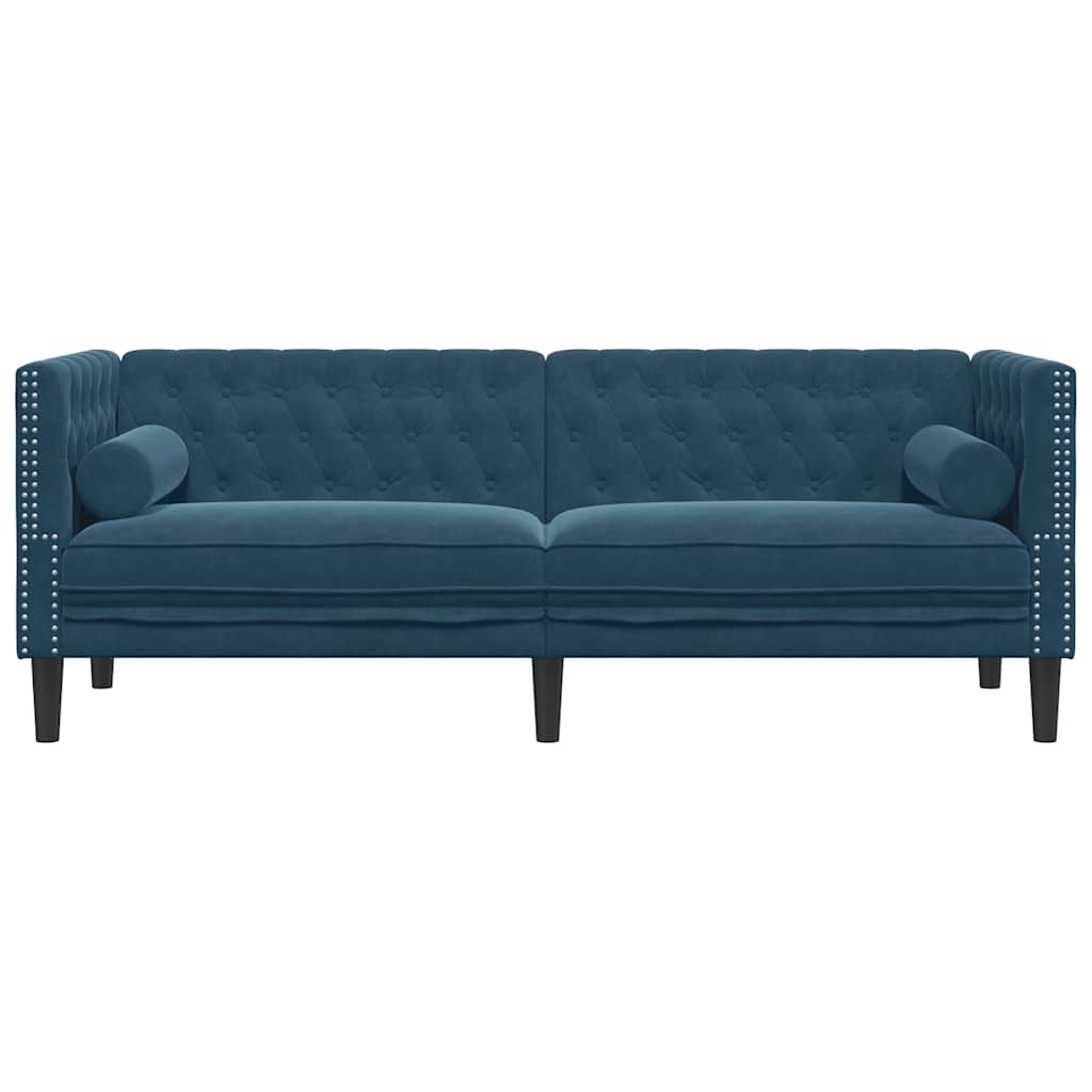 Trosjed Chesterfield s jastučićima plavi baršunasti