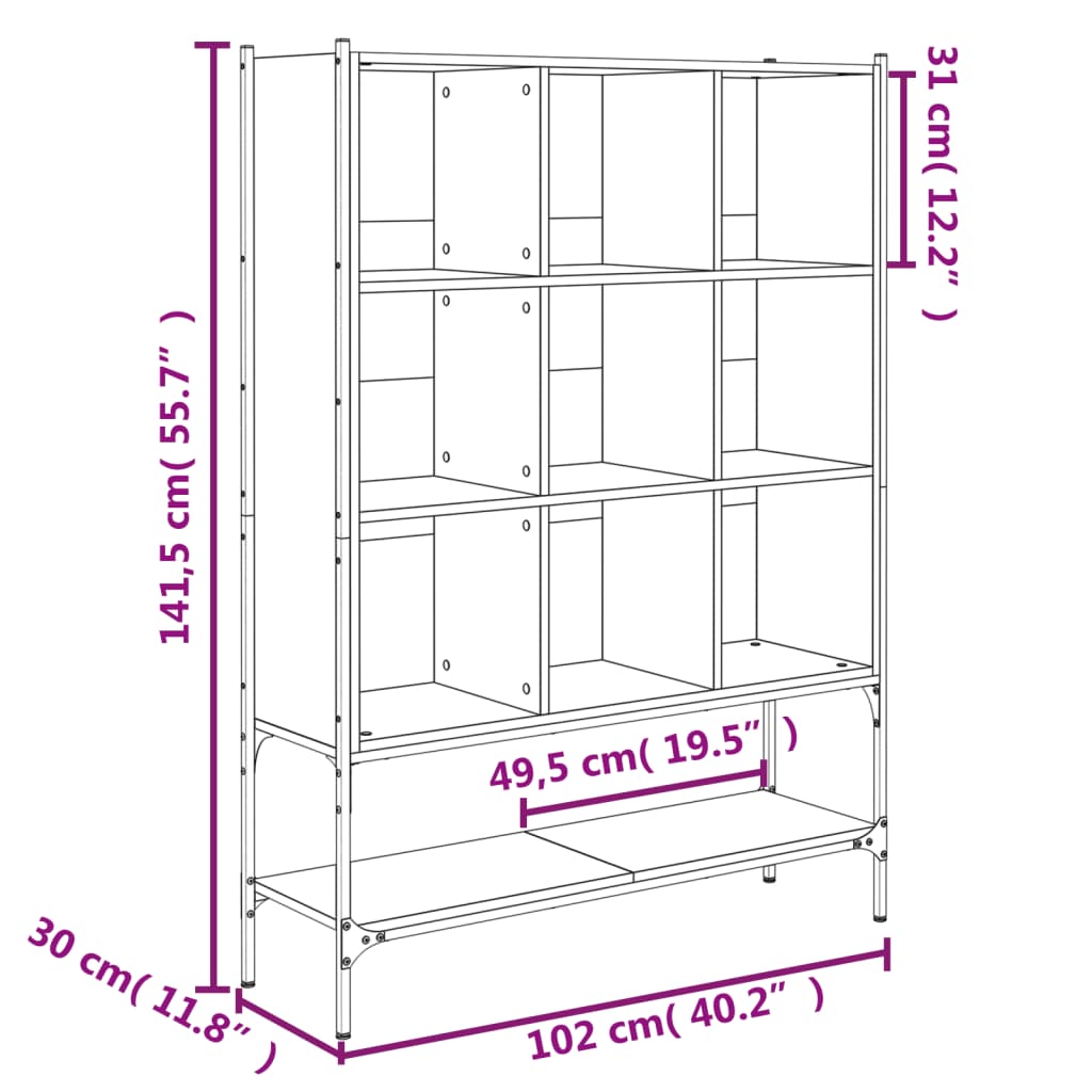 Regal za knjige crni 102 x 30 x 141,5 cm od konstruiranog drva