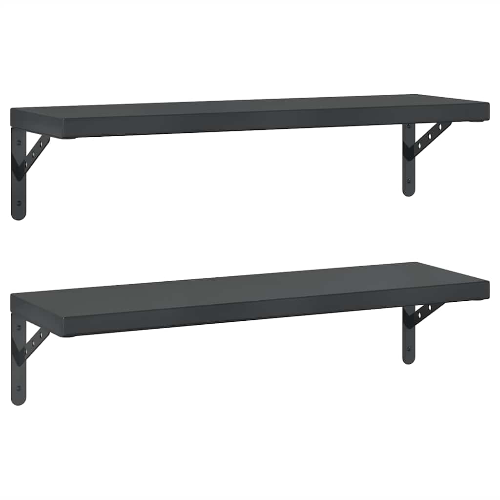 Zidne police 2 kom 75 x 23,5 cm crne nehrđajući čelik