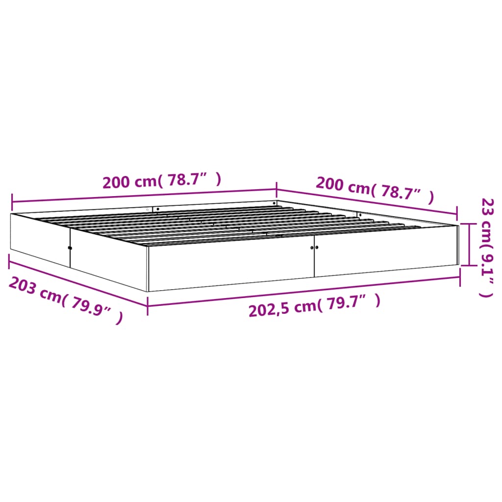 Okvir kreveta bez madraca voštano smeđi 200x200 cm od borovine