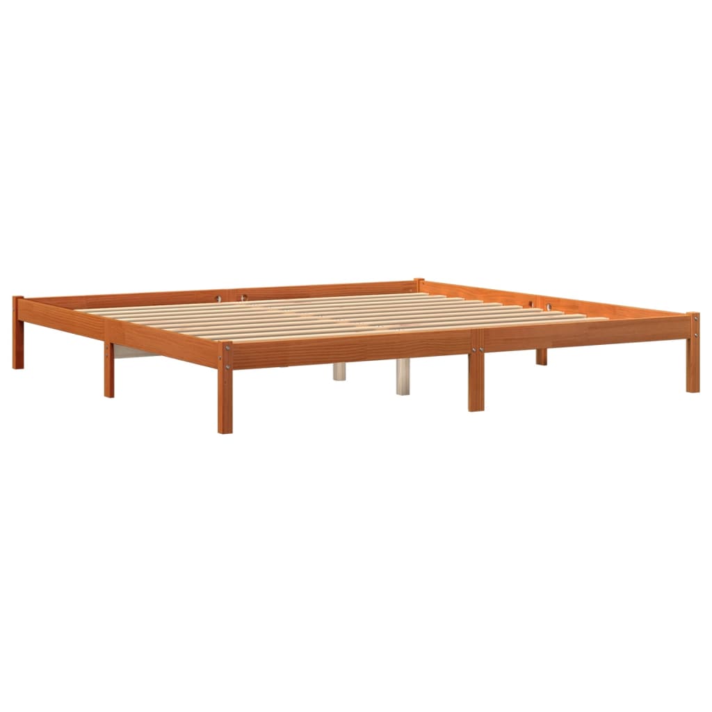 Okvir kreveta bez madraca voštano smeđi 200x200 cm od borovine