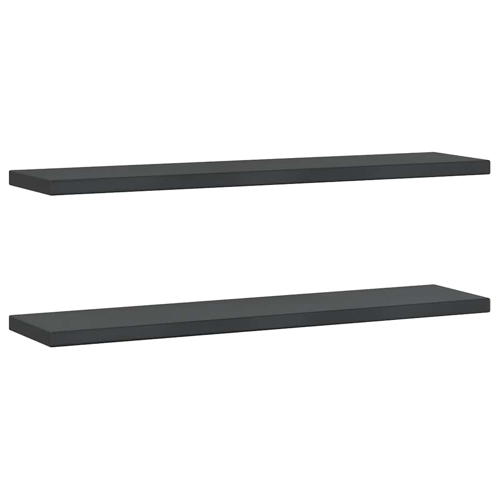 Zidne police 2 kom 100x23,5 cm crne nehrđajući čelik