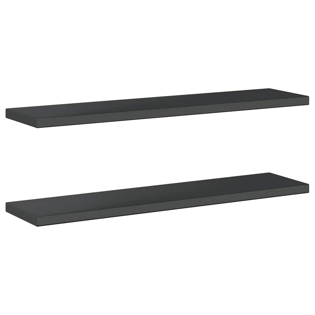 Zidne police 2 kom 100x23,5 cm crne nehrđajući čelik