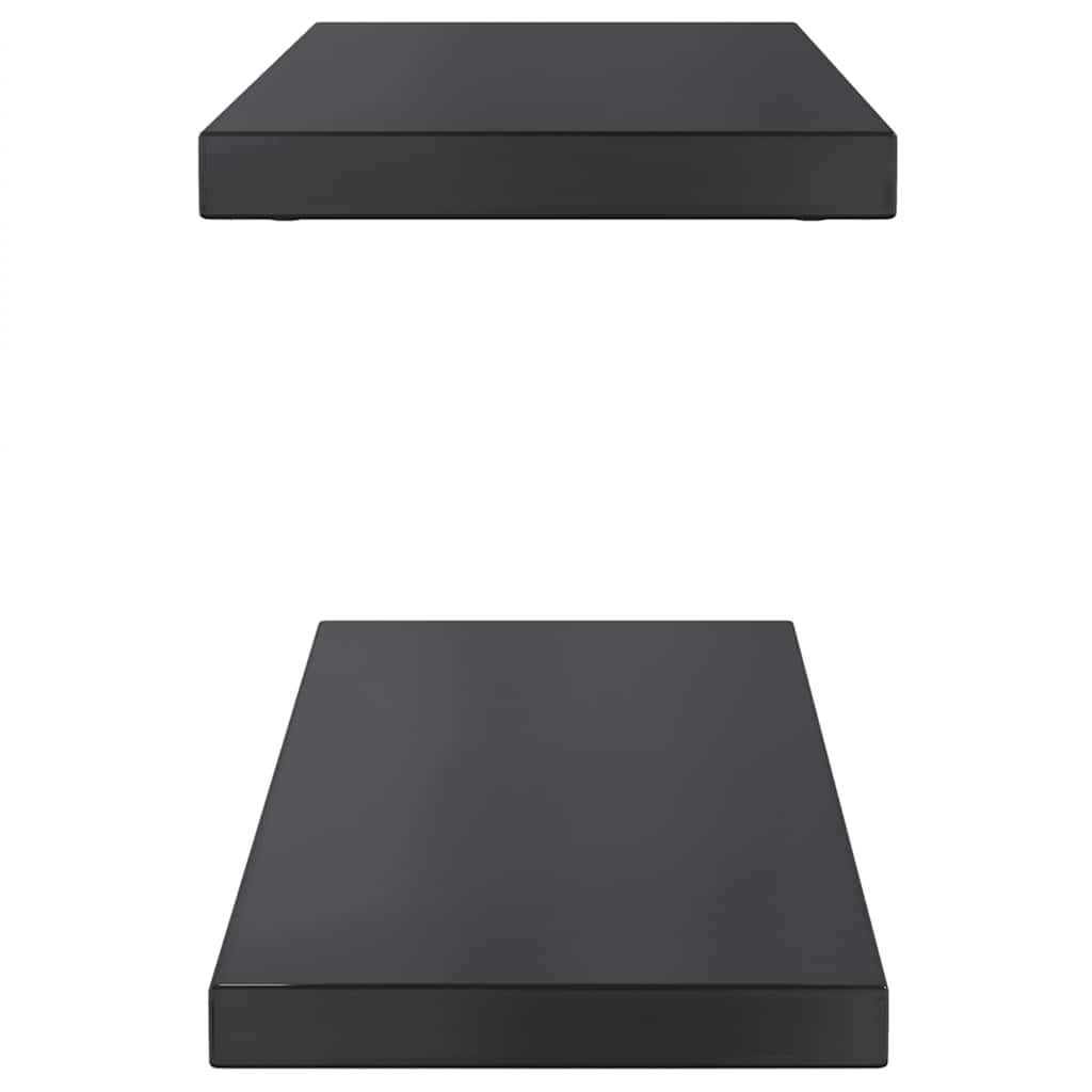 Zidne police 2 kom 75x23,5 cm crne nehrđajući čelik