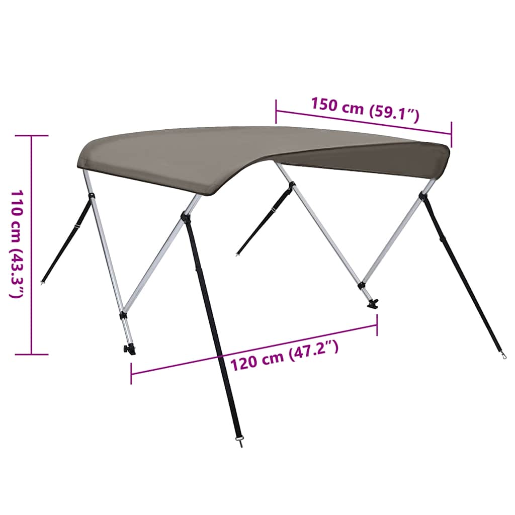 Tenda bimini s 2 luka sivi 150x120x110 cm