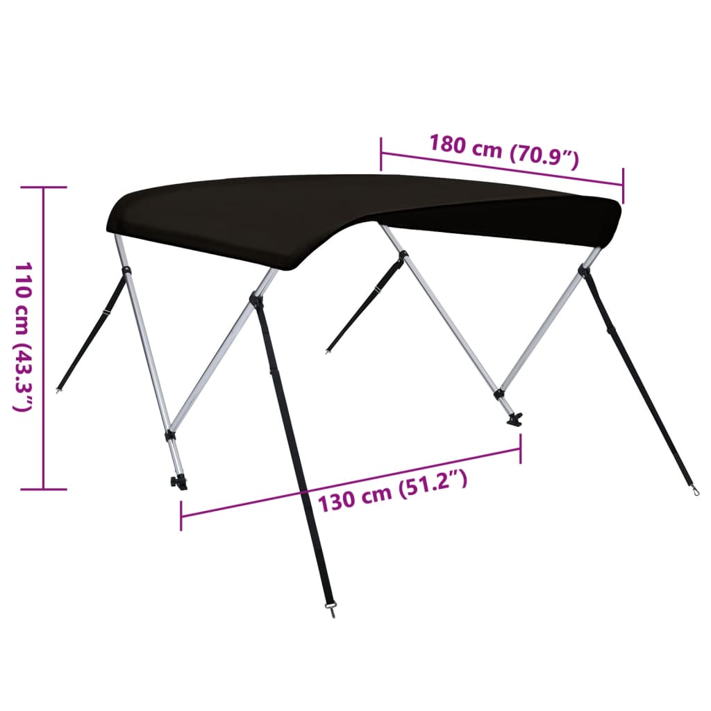 Tenda bimini s 2 luka crna 180x130x110 cm