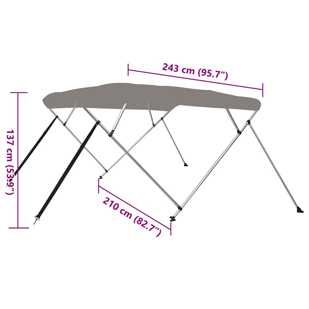 Tenda bimini s 4 luka siva 243x210x137 cm