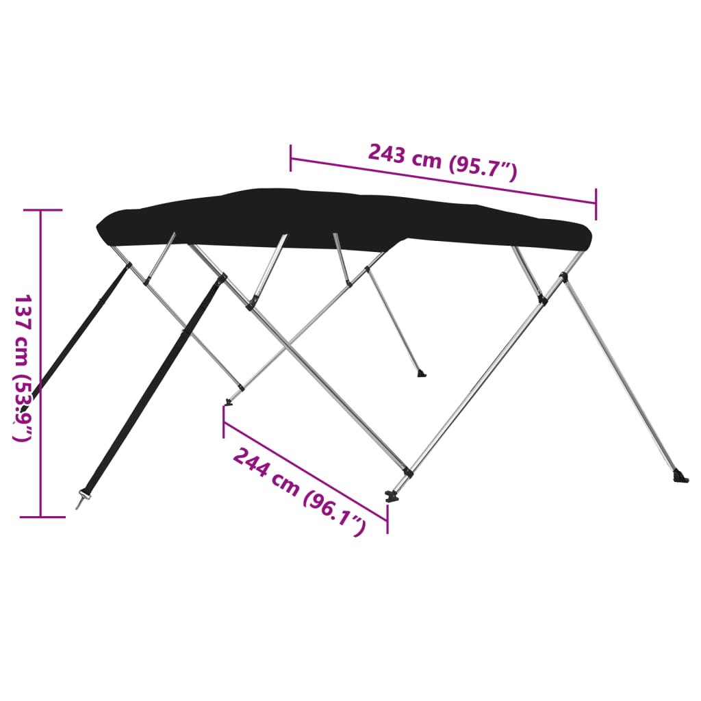 Tenda bimini s 4 luka crna 243x244x137 cm