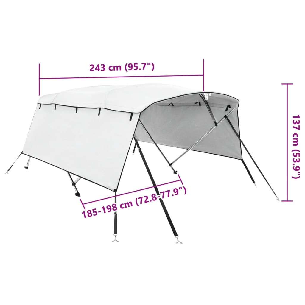 Tenda bimini s 4 luka i bočnim stijenkama 243x(185-198)x137 cm