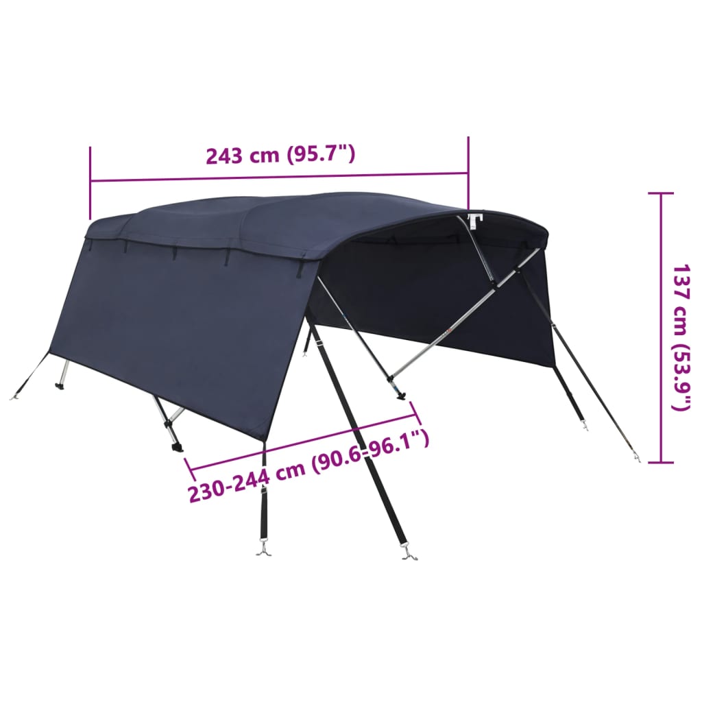 Tenda bimini s 4 luka i bočnim stijenkama 243x(230-244)x137 cm