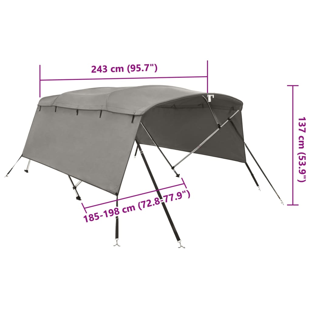 Tenda bimini s 4 luka i bočnim stijenkama 243x(185-198)x137 cm