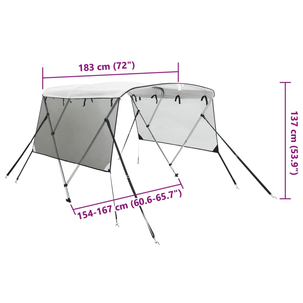 Tenda bimini s 3 luka i mrežastim zidovima 183x(154-167)x137 cm