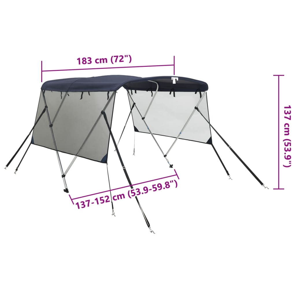 Tenda bimini s 3 luka i mrežastim zidovima 183x(137-152)x137 cm