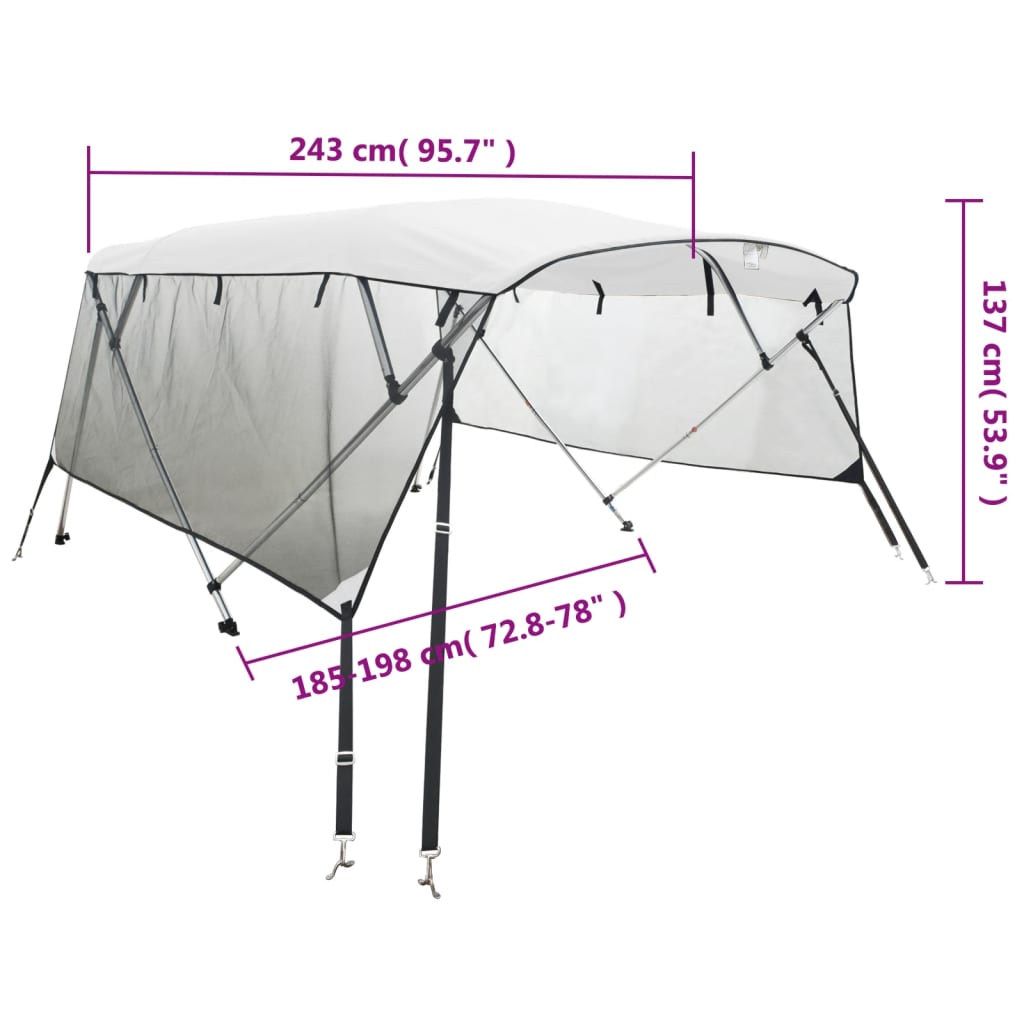 Tenda bimini s 4 luka i mrežastim zidovima 243x(185-198)x137 cm