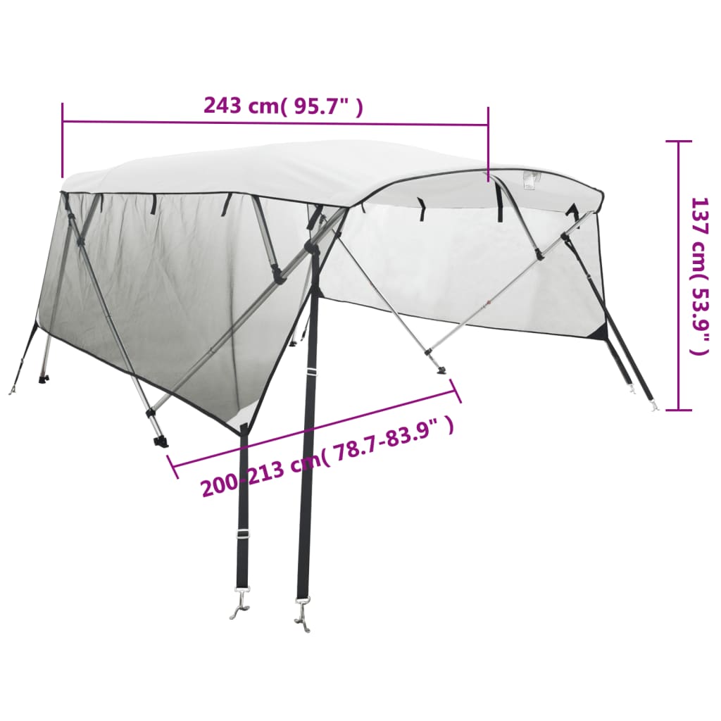 Tenda bimini s 4 luka i mrežastim zidovima 243x(200-213)x137 cm