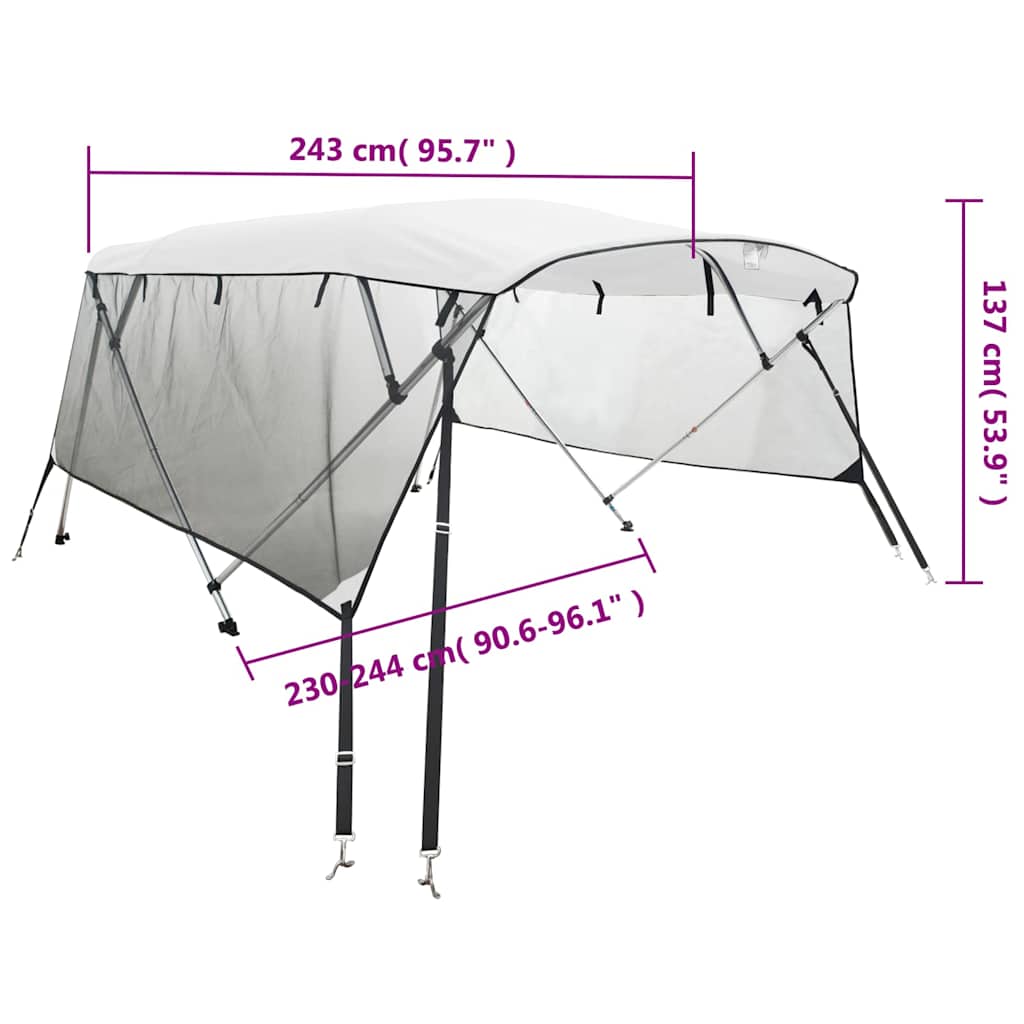 Tenda bimini s 4 luka i mrežastim zidovima 243x(230-244)x137 cm