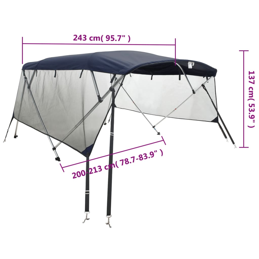 Tenda bimini s 4 luka i mrežastim zidovima 243x(200-213)x137 cm