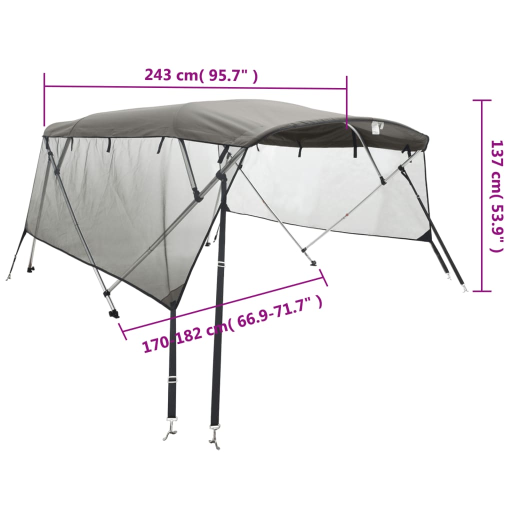 Tenda bimini s 4 luka i mrežastim zidovima 243x(170-182)x137 cm