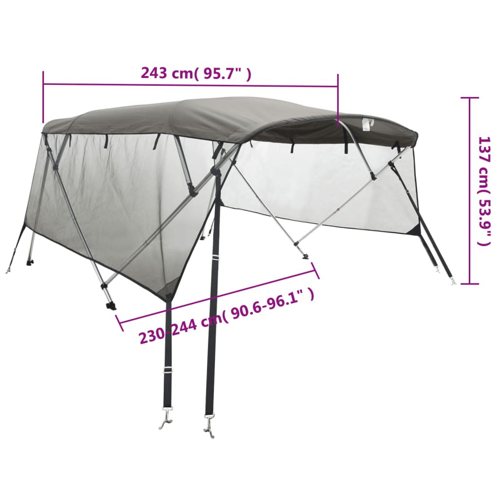 Tenda bimini s 4 luka i mrežastim zidovima 243x(230-244)x137 cm