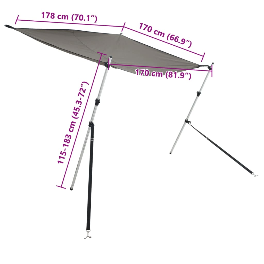 Nastavak za sjenilo s vrhom T oblika 170x208x(115-183) cm