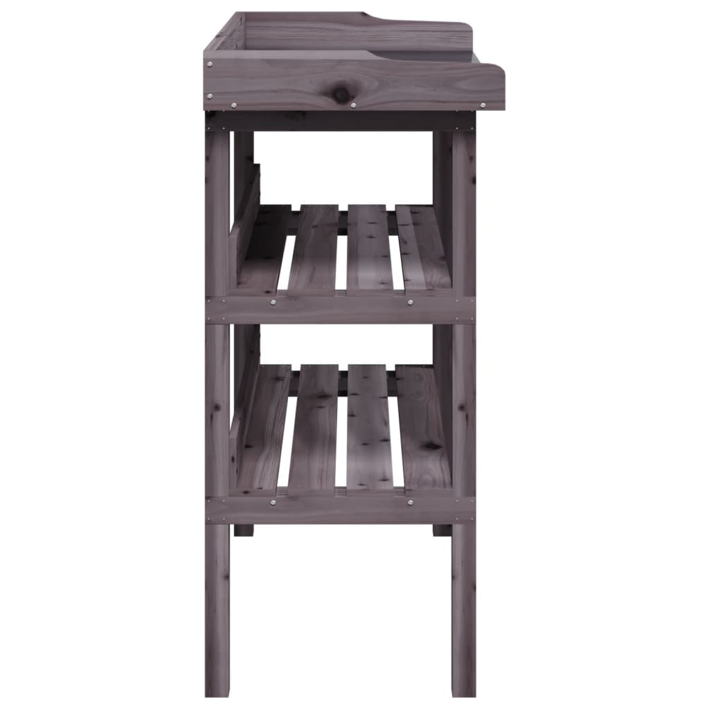 Stol za biljke s policama sivi 78x38x82,5 cm masivna jelovina