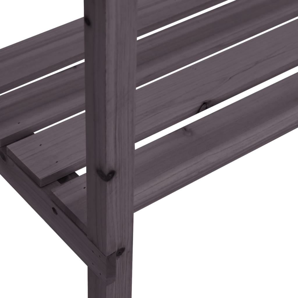 Stol za biljke s policama sivi 78x38x82,5 cm masivna jelovina