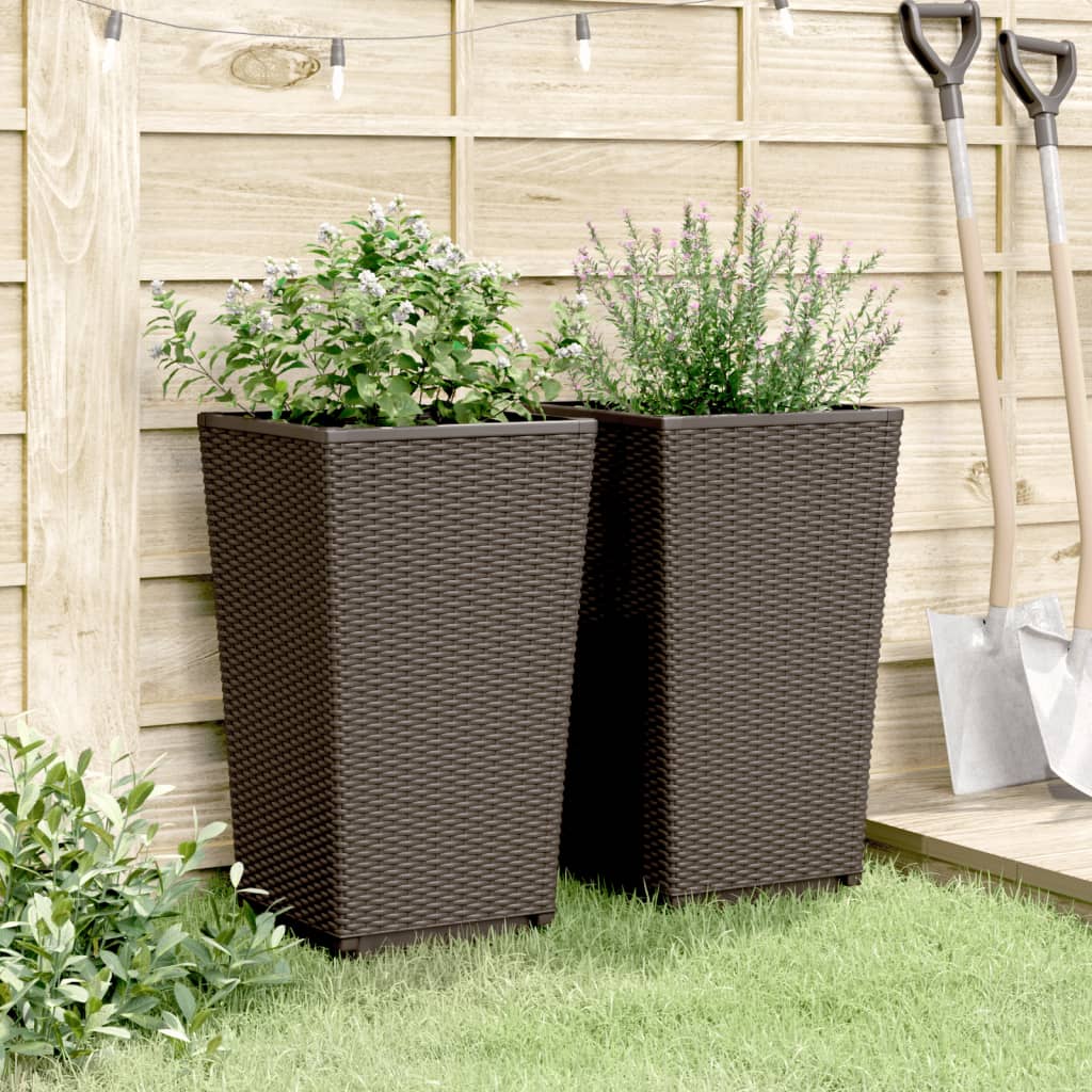 Vrtne sadilice 2 kom smeđe 32,5 x 32,5 x 57 cm od PP-a