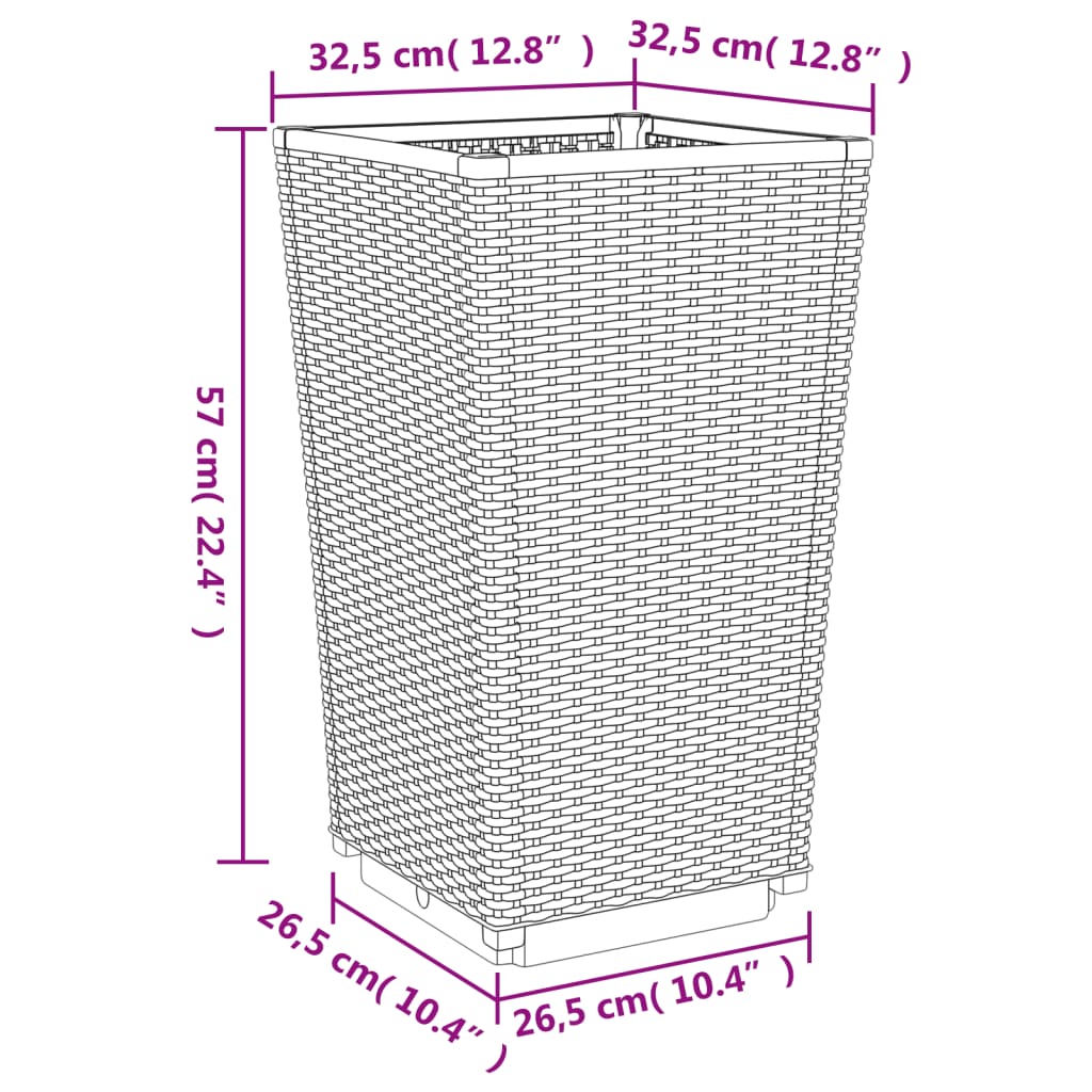 Vrtne sadilice 2 kom smeđe 32,5 x 32,5 x 57 cm od PP-a