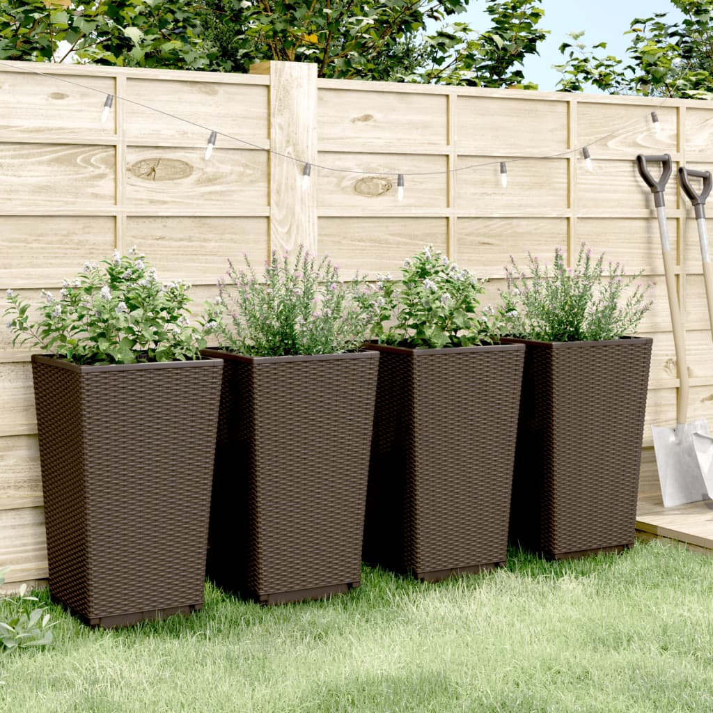 Vrtne sadilice 4 kom smeđe 32,5 x 32,5 x 57 cm od PP-a