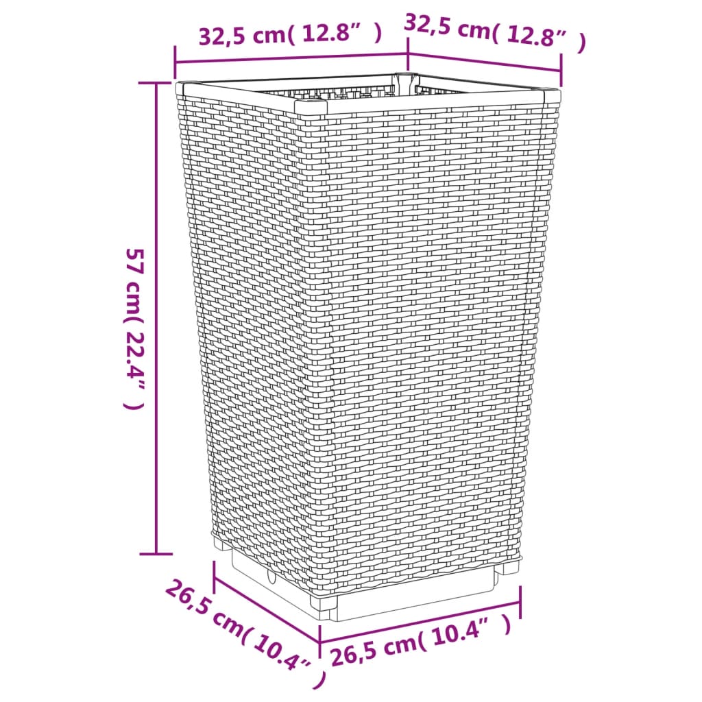 Vrtne sadilice 4 kom smeđe 32,5 x 32,5 x 57 cm od PP-a