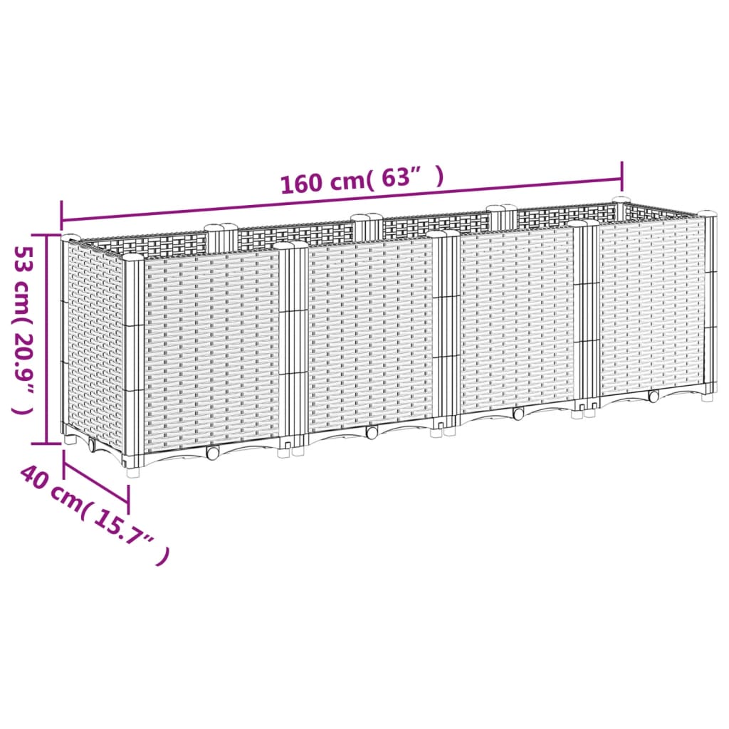 Vrtna sadilica smeđa 160 x 40 x 53 cm od PP-a
