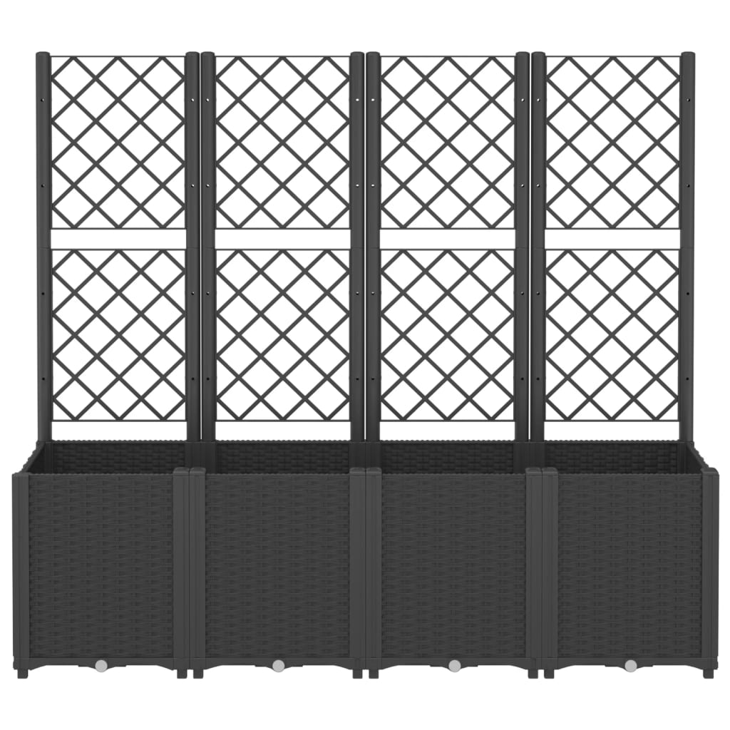 Vrtna sadilica s rešetkom crna 160 x 40 x 140 cm PP