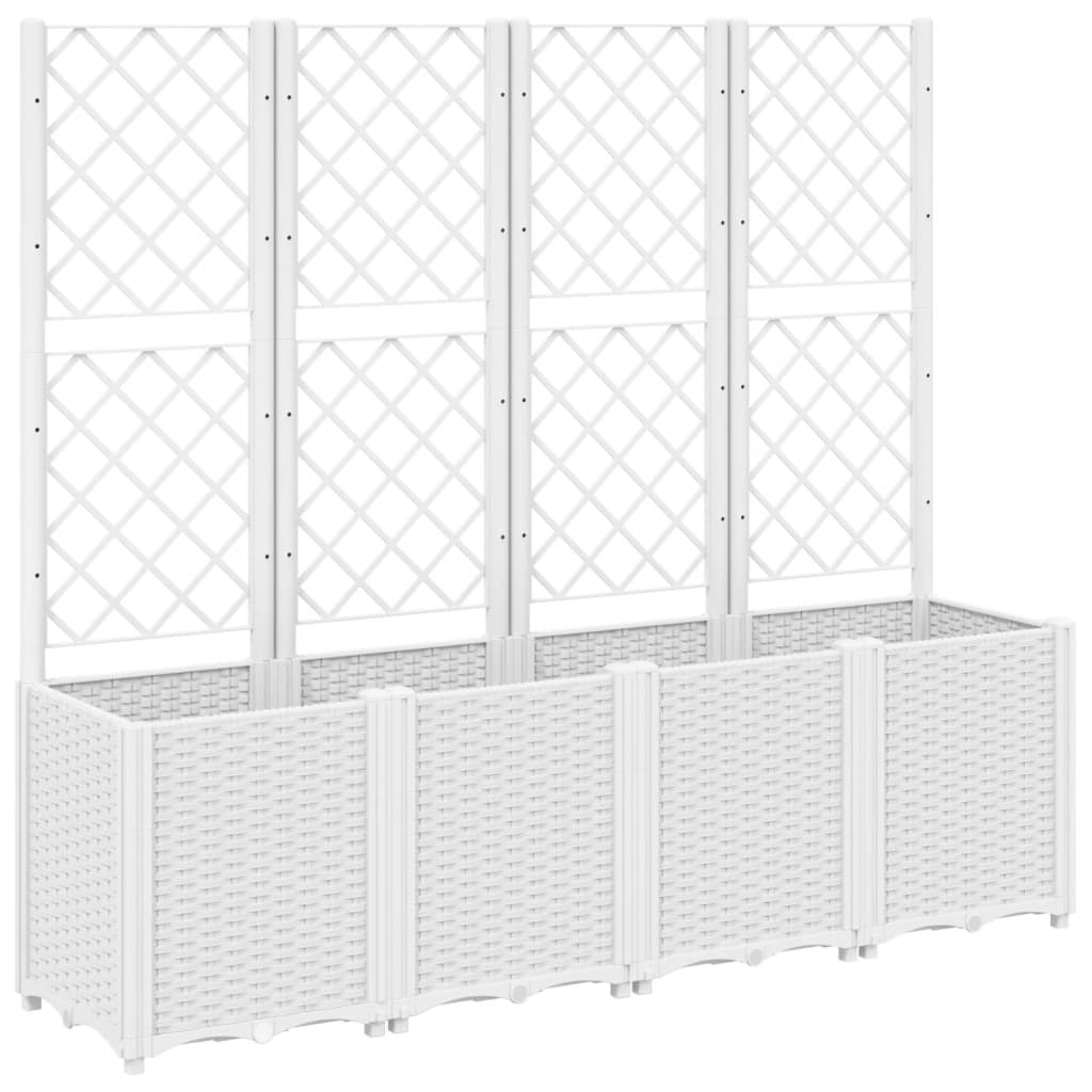 Vrtna sadilica s rešetkom bijela 160 x 40 x 140 cm PP