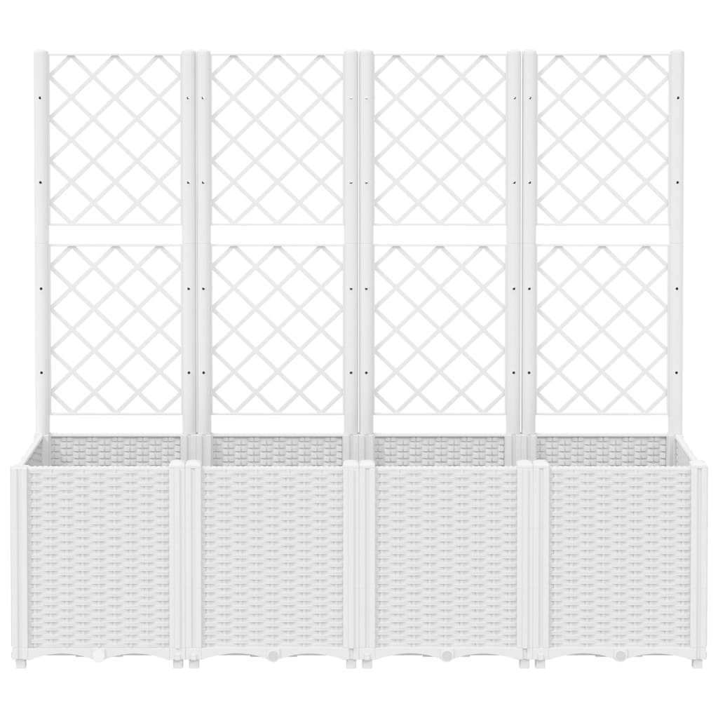 Vrtna sadilica s rešetkom bijela 160 x 40 x 140 cm PP