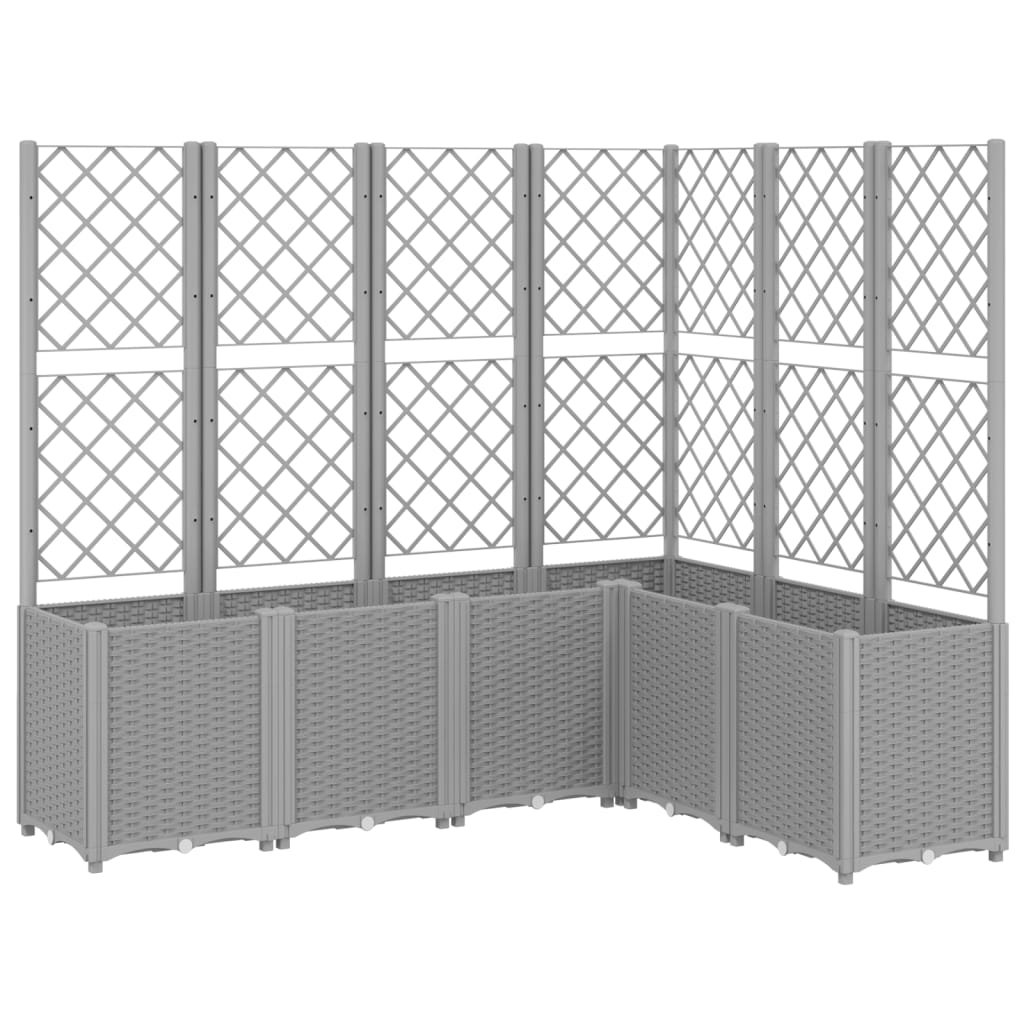 Vrtna sadilica s rešetkom svjetlosiva 160 x 120 x 140 cm PP